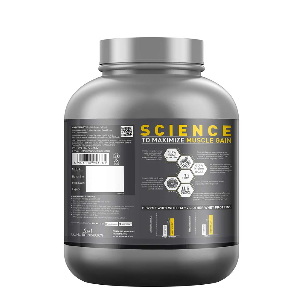MuscleBlaze Biozyme Performance Whey, 2 kg (4.4 lb), Rich Chocolate