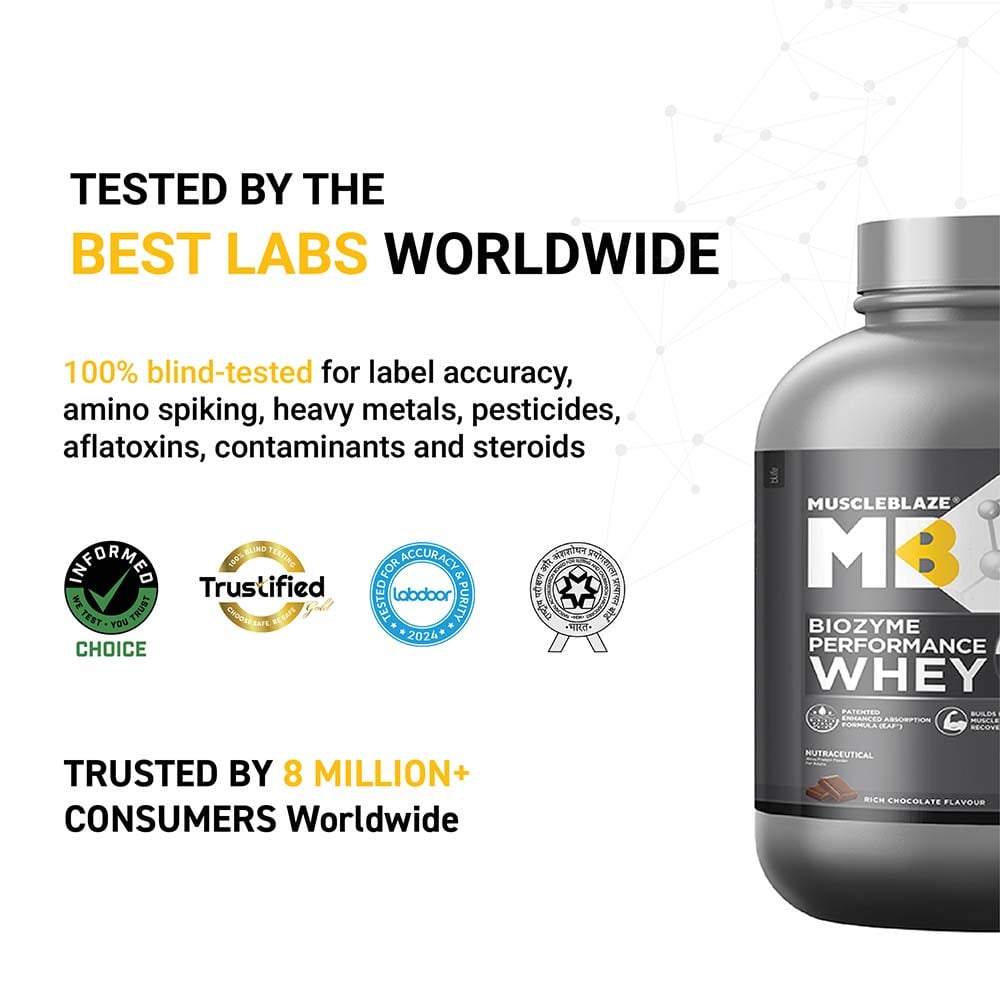 MuscleBlaze Biozyme Performance Whey, 2 kg (4.4 lb), Rich Chocolate