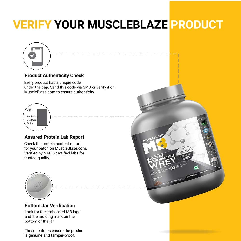 MuscleBlaze Biozyme Performance Whey, 2 kg (4.4 lb), Rich Chocolate